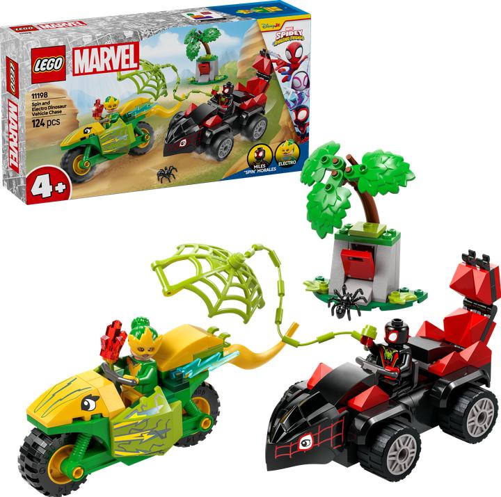 Produktbild LEGO Actionspass mit Spin und Electro in ihren Dino-Flitzern (11198, LEGO Marvel)