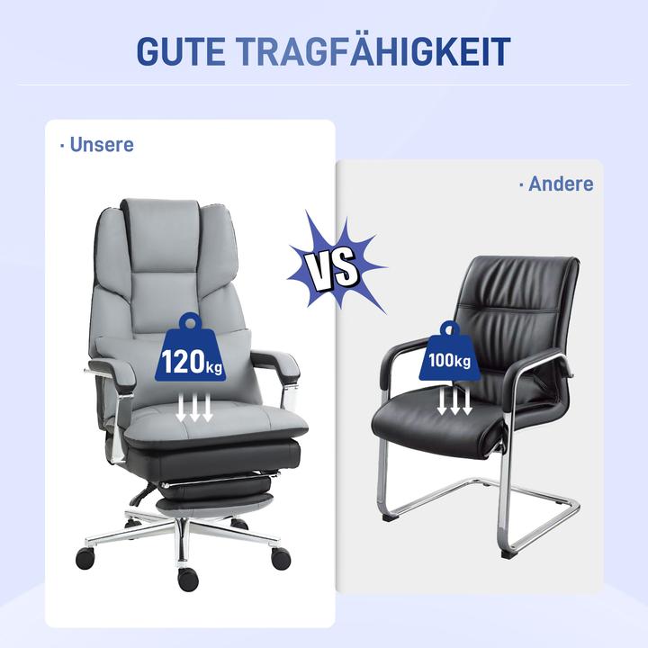 Image du produit Homcom Bürostuhl Kunstleder, Schaumstoff Grau