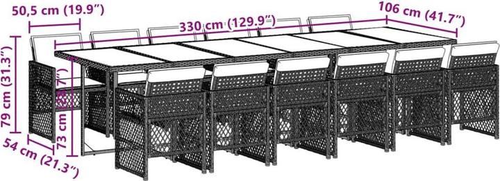 Immagine prodotto vidaXL Mobili da giardino set da pranzo set da giardino gruppo di sedute 13 pezzi in poly rattan grigio (330 cm)