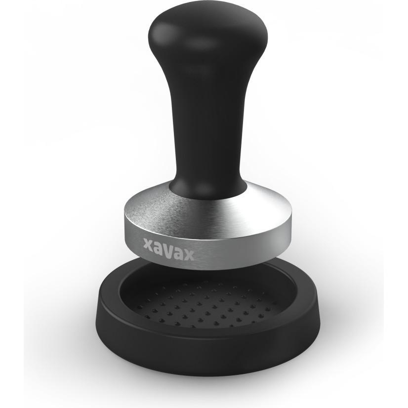 Xavax Set di pressatura, pinza 58 mm, acciaio inox, con tappetino antiscivolo, nero, Accessori per macchine da caffè, Nero