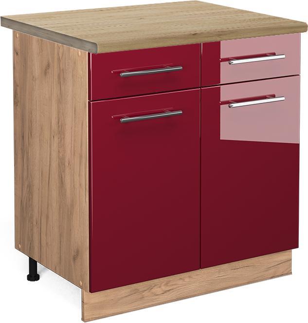 Bordeaux Hochglanz, Goldkraft Eiche, Rot