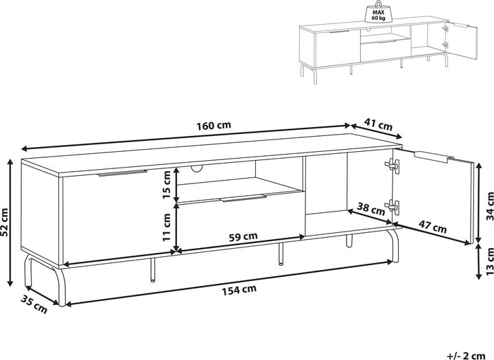 Immagine prodotto Beliani Arkley (160 x 41 x 52 cm)