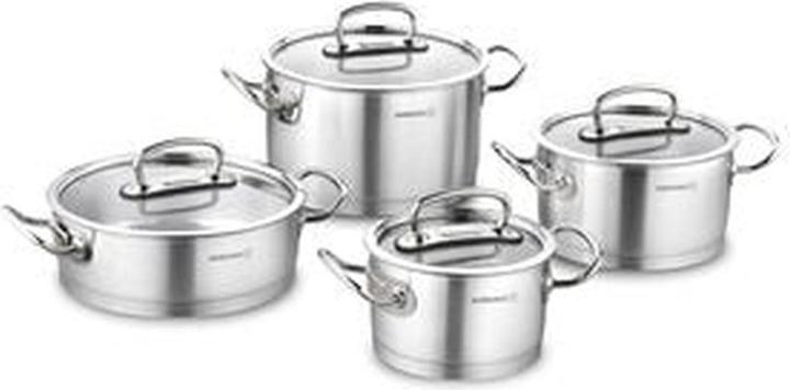 Korkmaz Kookpunt Proline Pannenset met Glasdeksels A1147, 4-delig RVS (Pan set + pot set, Stainless steel)