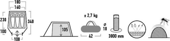 Produktbild High Peak Kite 3 LW (Tunnelzelt, 3.40 kg, 3 Personen)