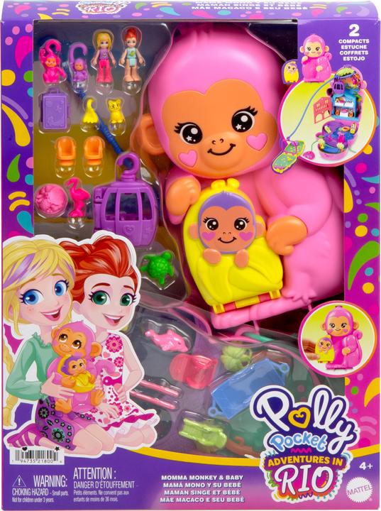 Polly Pocket Set de jeu maman singe et bébé