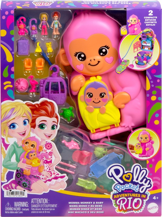Image du produit Polly Pocket Set de jeu maman singe et bébé