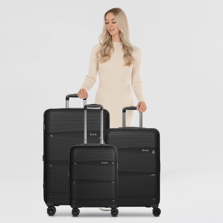 Produktbild D&N Travel Line 4300-Plus 4 Rollen Kofferset 3-teilig mit Dehnfalte (1910 l, XL (ab 115l))