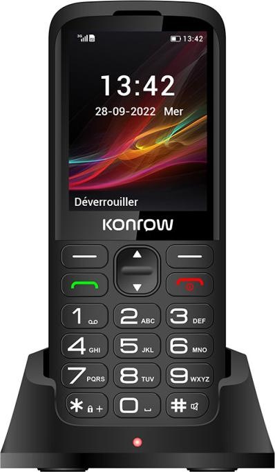 Konrow Senior 280 (2.8" Screen - Dual Sim - With Charging Station) Black (2.80", 2G)