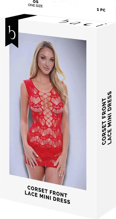 Produktbild Baci XGEN Corset Front Lace Mini Dress - Passionate Red Lace Mini Dress - One Size (UK Size 8-14) (10XL, 11XL, 12XL)