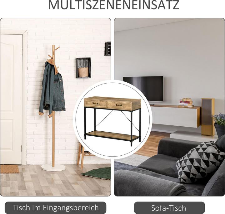 Image du produit Homcom Table console avec 2 tiroirs (100 x 35 x 76.5 cm)