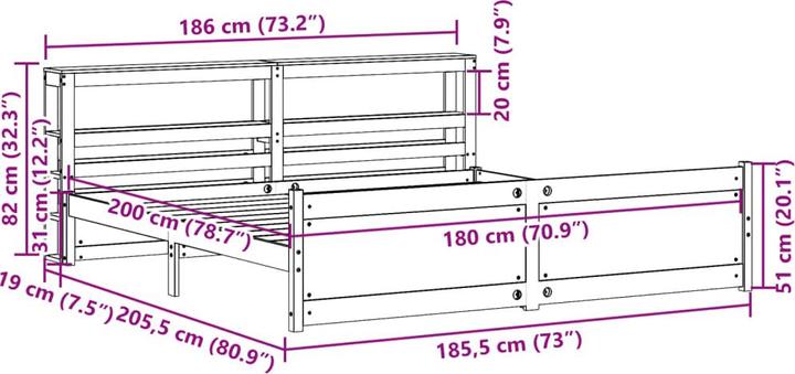 Actual product image vidaXL Bettgestell (180 x 200 cm)