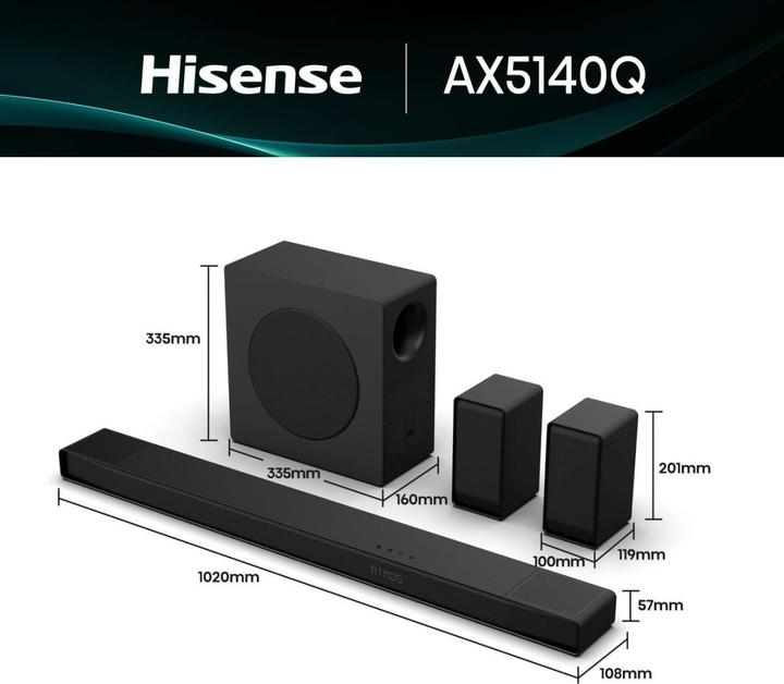 Actual product image Hisense AX5140Q Dolby Atmos Soundbar (600 W, 5.1.4 Channel)