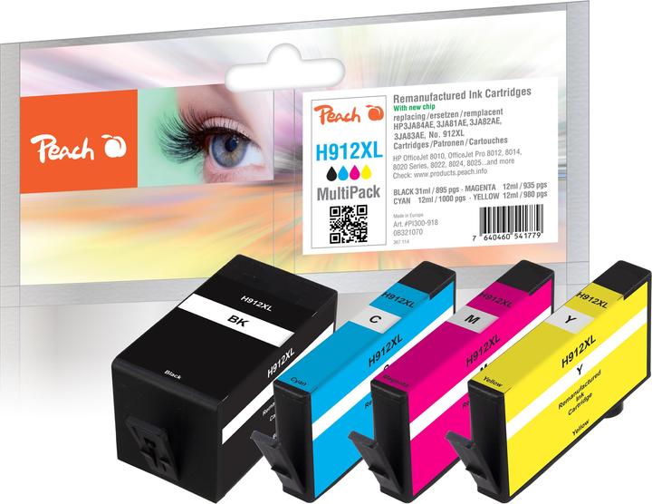 Productafbeelding Peach Spar Pack Tintenpatronen kompatibel zu HP No. 912XL, 3YP34AE