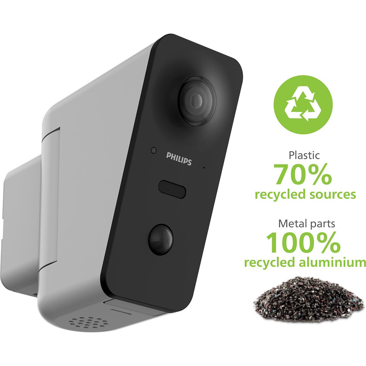 Philips WelcomeEye View WiFi camera full HD 2K autotracking, Netzwerkkamera, Silber