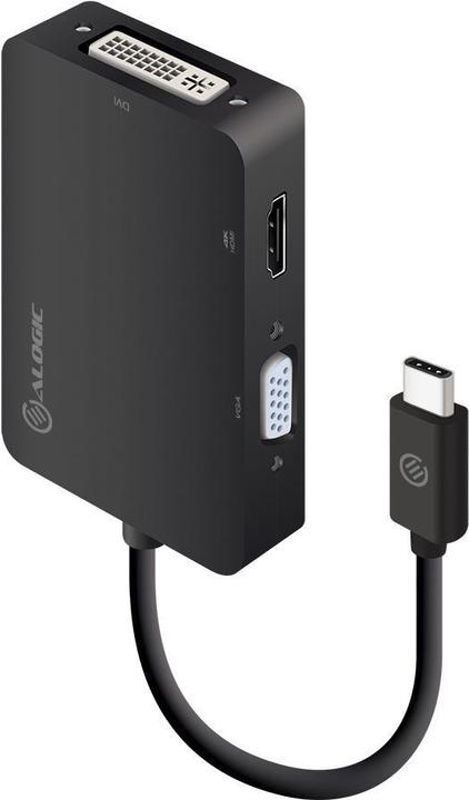 Image du produit Alogic Adaptateur 3-en-1 USB-C to HDMI DVI VGA M/3F noir (USB-C, 1.50 cm)