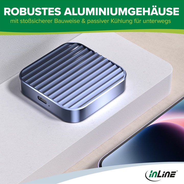 Produktbild InLine Clip Case - Magnetisches USB-C Gehäuse für SATA III & NVMe M.2 2230 SSDs (M.2 2230)