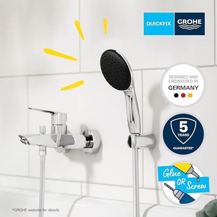 Produktbild Grohe Start QuickFixWannenarmatur und Vitalio Start 110 Handbrause-Set, kleben oder bohren, Watersaving Pl