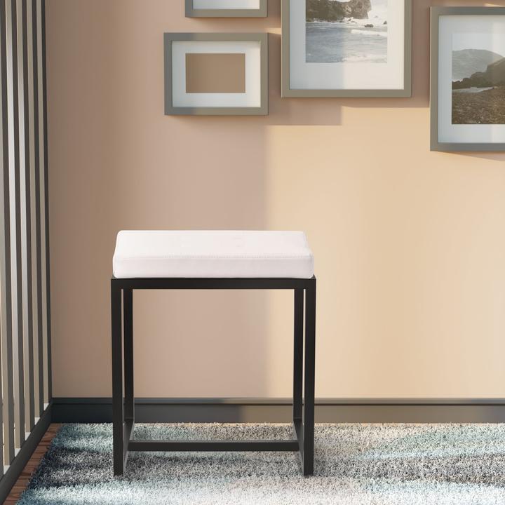 Actual product image CLP Barci stool with upholstery and black iron frame
