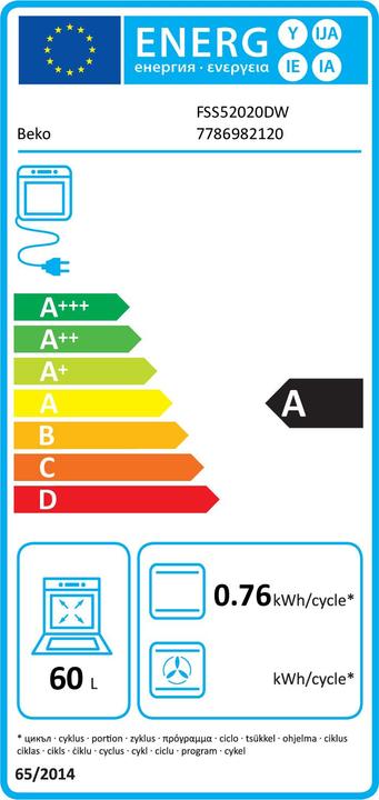 Label énergétique Beko FSS52020DW 50