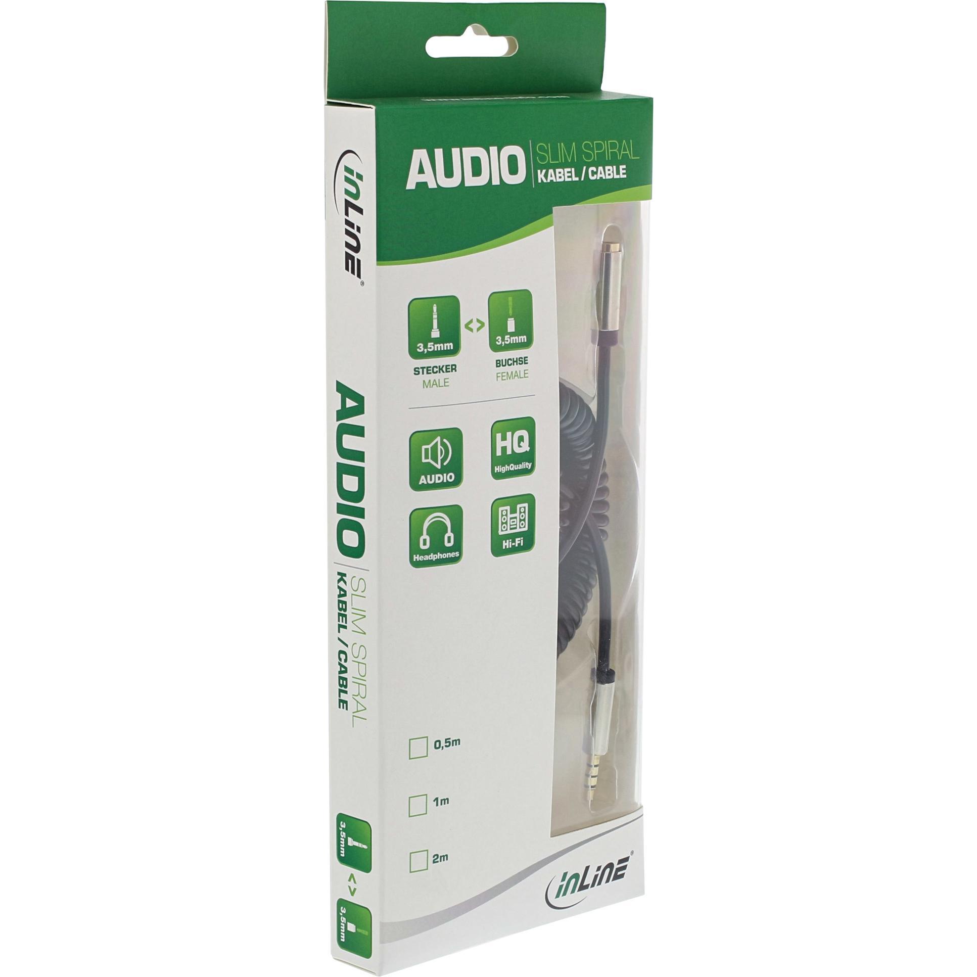 Thumbnail - InLine Slim Audio Spiralkabel Klinke 3 (1 m, 3.5mm Klinke (AUX)), Audio Kabel