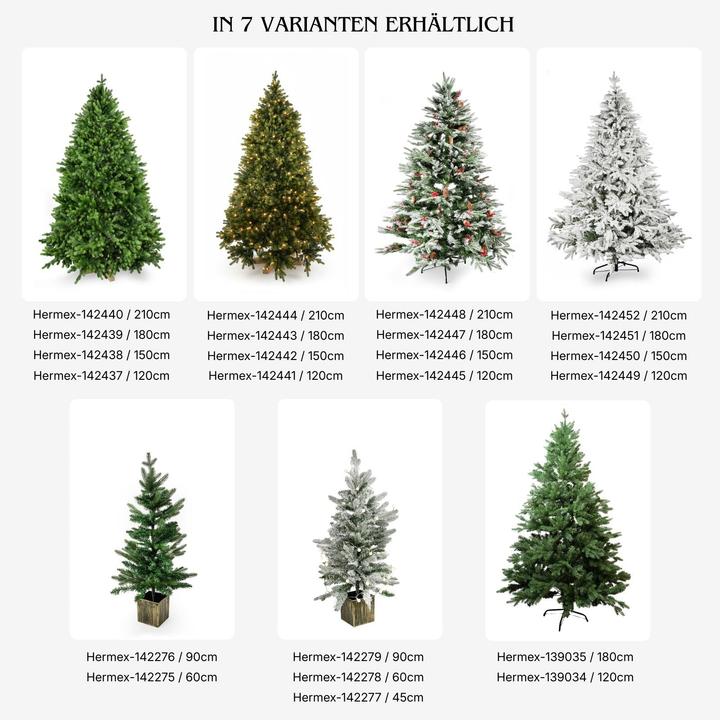 Actual product image Hermex Weihnachtsbaum 180cm mit LED Kunsttanne Christbaum Tannenbaum Tanne (180 cm)