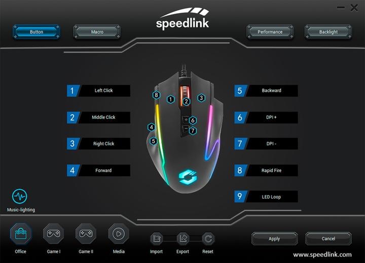 Image du produit Speedlink DECUS NX RGB Gaming Mouse, white (Filaire)