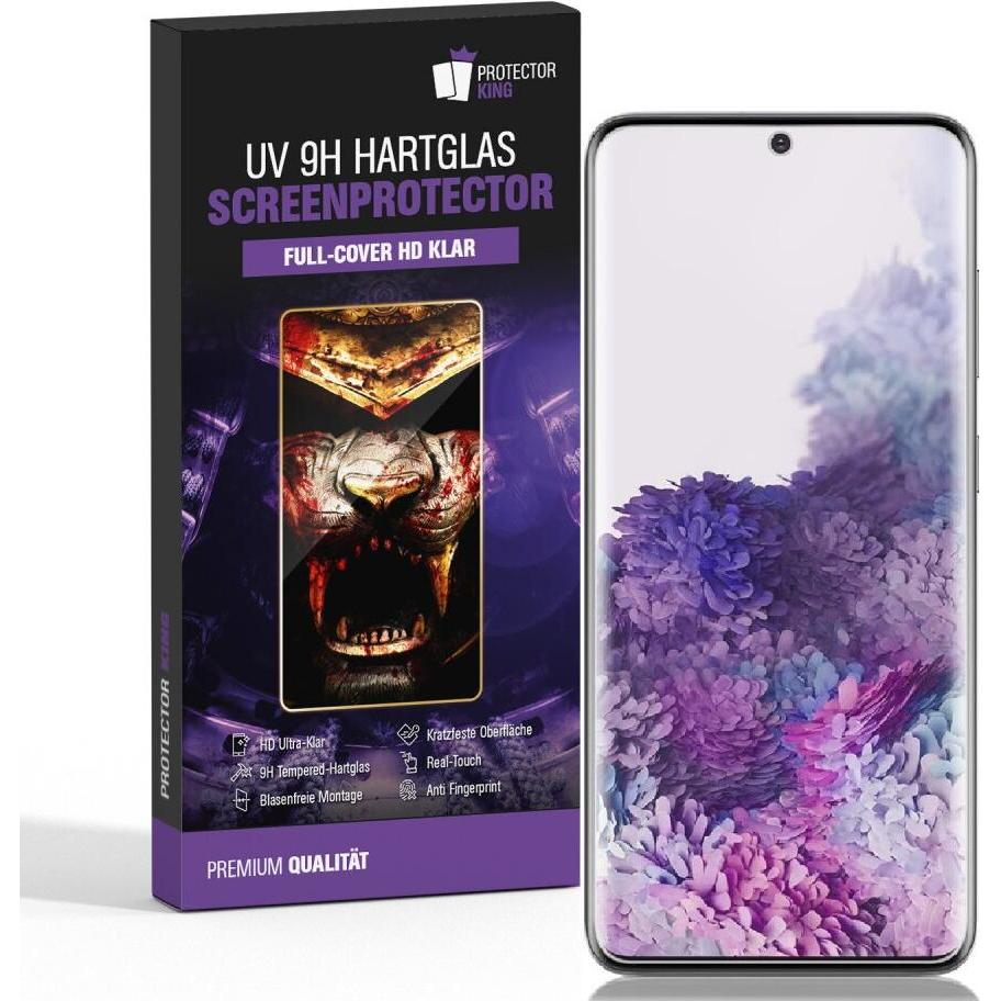 Protectorking 1x UV Liquid Echtes Tempered 9H Panzerhartglas 3D KLAR (1 Stück, Samsung Galaxy S20+), Smartphone Schutzfo...