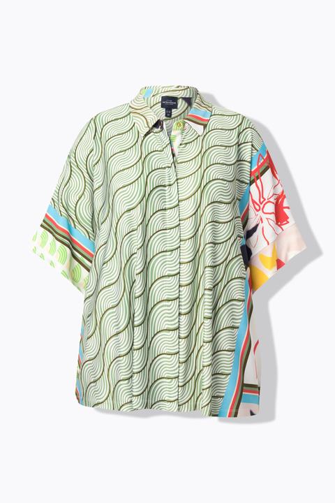 Produktbild Ulla Popken Slinkybluse, Patch-Design, Hemdkragen, Halbarm (60)