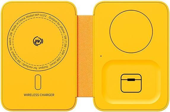 Actual product image Wekome 3in1 wireless charger with MagSafe for iPhone, Apple Watch and AirPods + mirror (yellow)