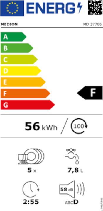 Energie-Label Medion Tischgeschirrspüler MD 37775