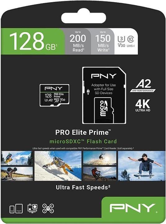 Image du produit PNY PRO ELITE PRIME 128GB (128 Go, microSDXC, U3, UHS-I)