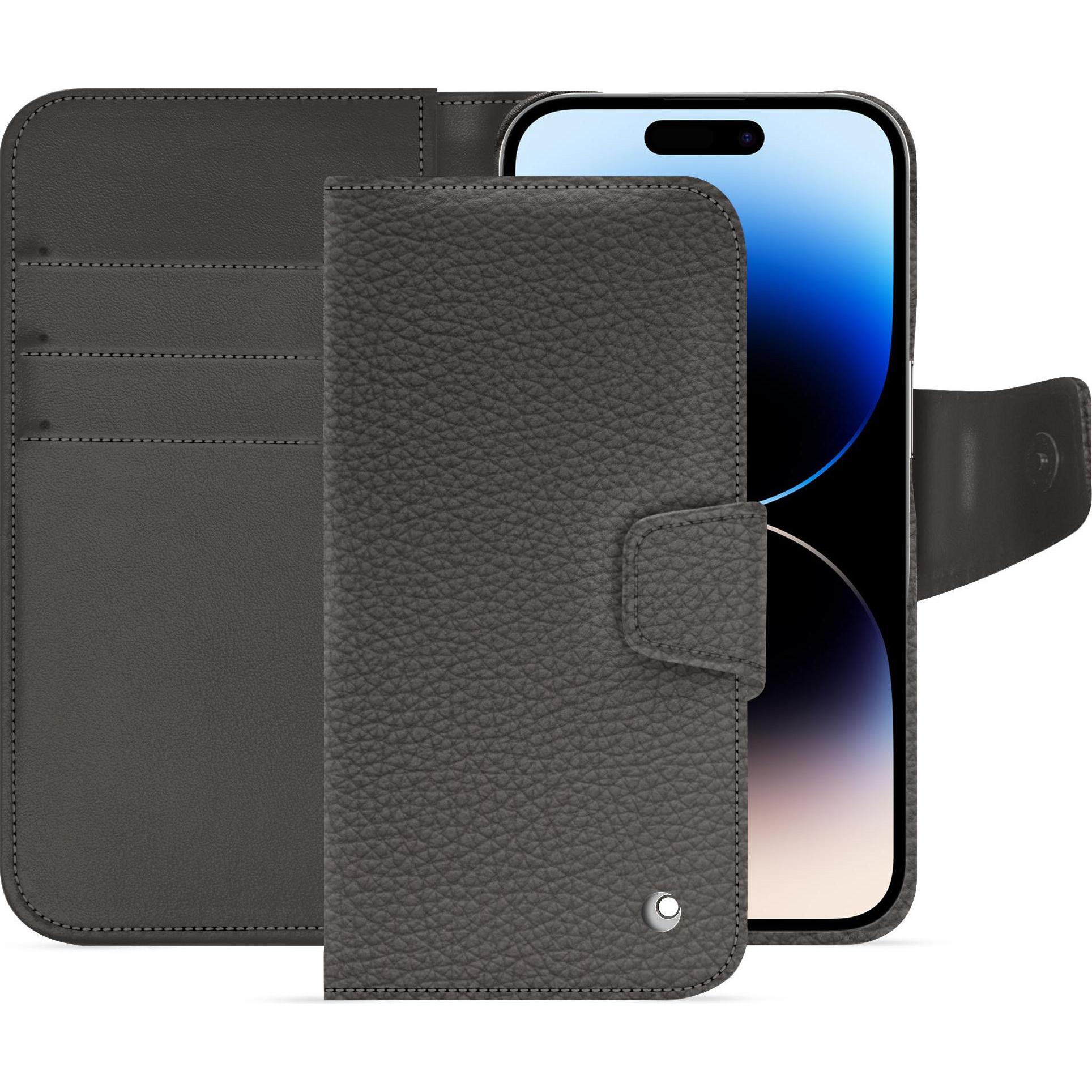 Noreve Lederschutzhülle Apple iPhone 15 Pro (Apple iPhone 15 Pro), Smartphone Hülle, Grau