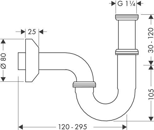 Produktbild hansgrohe HG Röhrensiphon installationsfreundlich chrom (Röhrensiphon, 1 1/4")