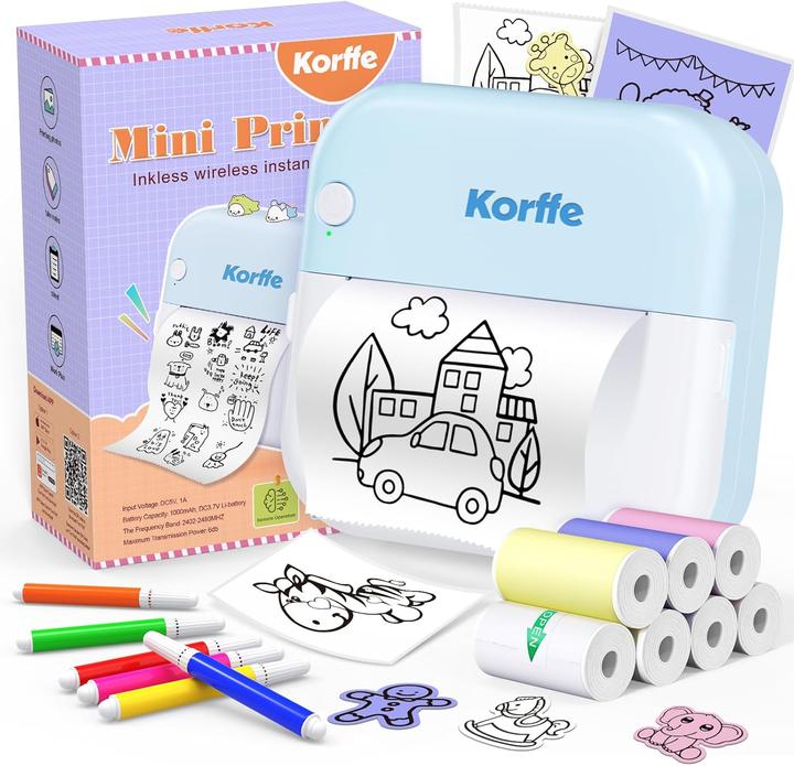 Actual product image Korffe Mini Drucker für Smartphone (Thermal printing, Black and white)