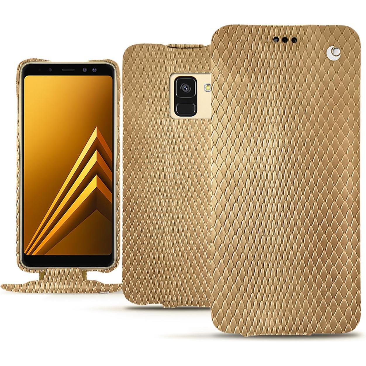Noreve Lederschutzhülle vertikal (Samsung Galaxy A8+), Smartphone Hülle, Beige