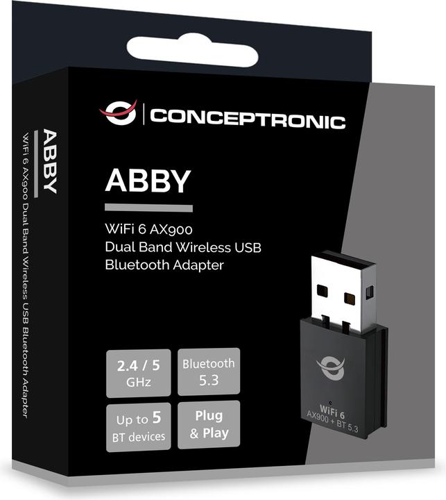 Actual product image Conceptronic Bluetooth5.3 Adapter USB AX900 Dualband Wifi 6 (USB)