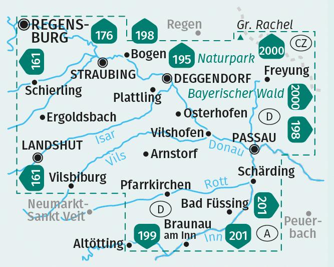 Actual product image KOMPASS Hiking Map 160 Lower Bavaria