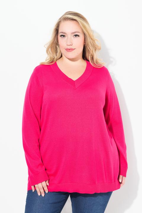 Actual product image Ulla Popken Casual V-Neck Long Sleeve Sweater (54)