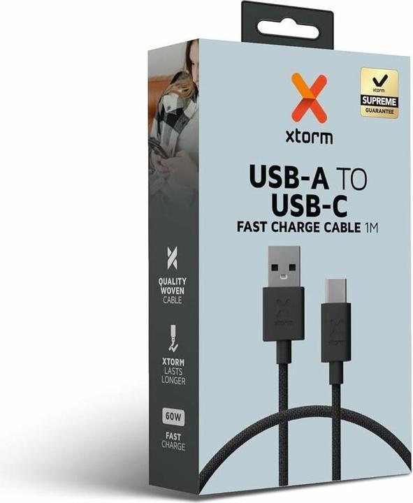 Actual product image Xtorm USB-A -> USB-C 1.0m Go2 Cable black (1 m, 60 W)