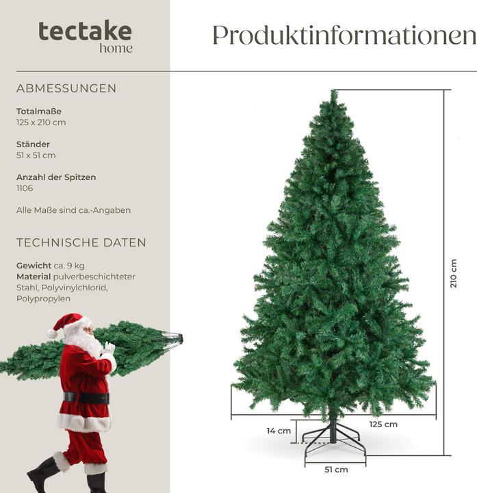 Produktbild tectake Künstlicher Weihnachtsbaum Dasher, naturgetreue Optik (210 cm)