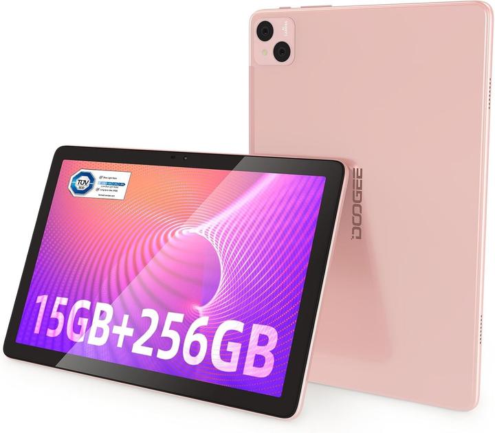 Actual product image Doogee 10.1 inch FHD+ tablet, 15 GB RAM, 256 GB ROM, Android 12, 4G LTE, WiFi, 13 MP + 8 MP (4G, 10.10", 256 GB, Rose)
