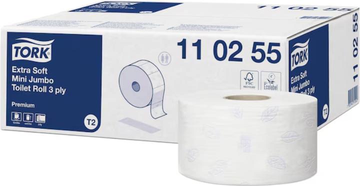 Actual product image Tork Toilet paper Mini Jumbo 3-ply paper white 600 sheets/rl. 12 Rl./Pack. (12 x)