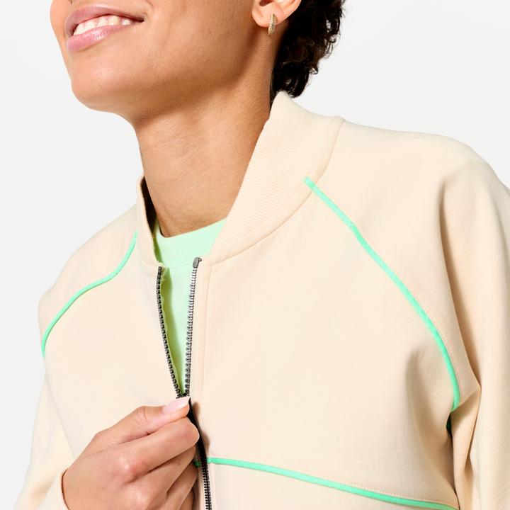 Produktbild Domyos Bomberjacke mit Reissverschluss Damen beige mit grün (M)