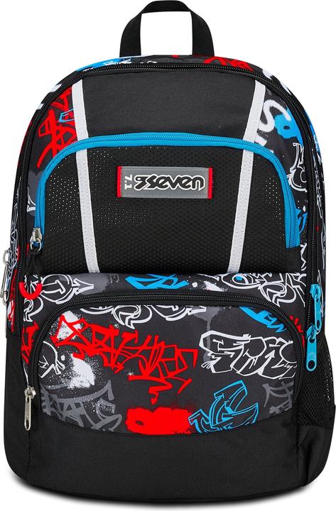 Black with red accents