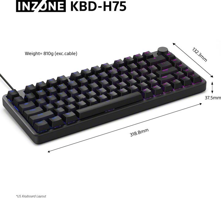 Produktbild Sony Inzone KBD-H75 (US, Kabelgebunden)