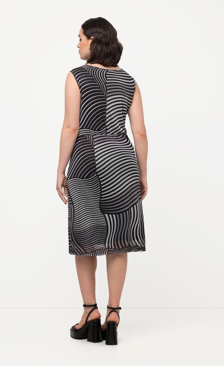 Produktbild Ulla Popken Mesh-Midikleid, grafischer Druck, V-Ausschnitt, ärmellos (44)