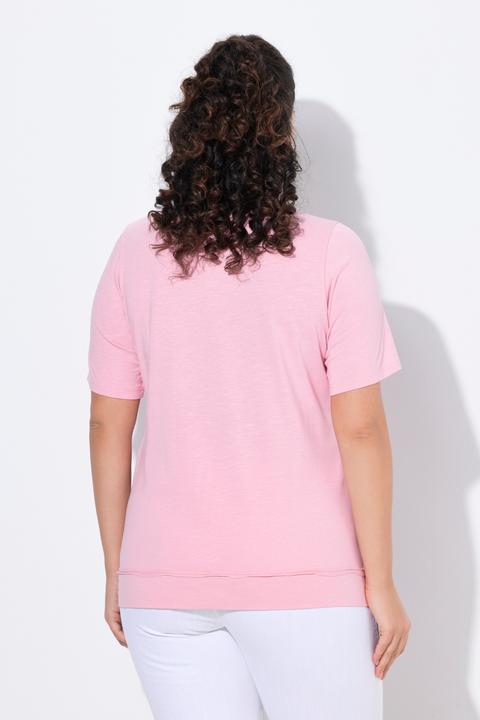 Image du produit Ulla Popken T-shirt à manches courtes. Encolure ronde à bords roulottés. Coupe Classic et imprimé cactus (46, 48)
