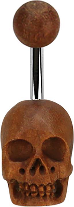 Immagine prodotto Star Piercing Banana d'argento in legno Sawo con teschio (senza ottone, Acciaio chirurgico 316L, Organico)
