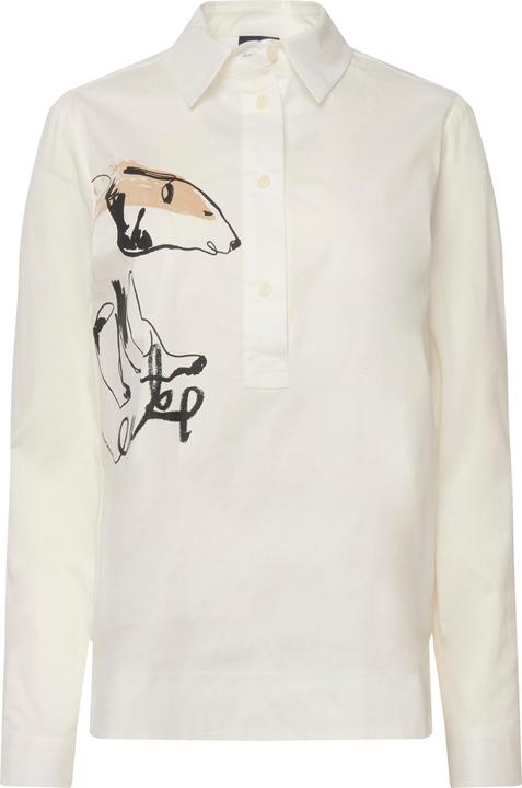 Produktbild Laurasøn Bluse, Materialmix, Eisbär-Motiv, Kragen, Langarm (XL)