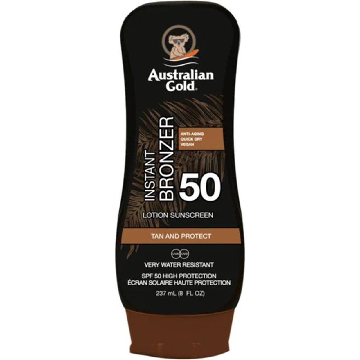 Australian Gold, Sonnencreme, Lotion mit Bronzer (Sonnenlotion, SPF 50, 237 ml)